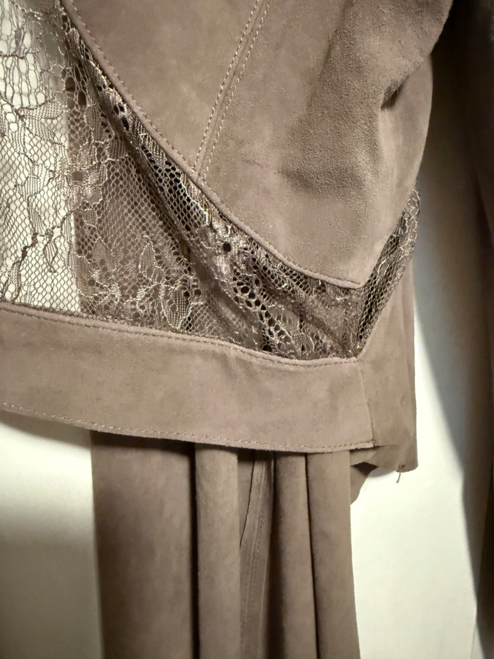 NWT Haute Hippie Suede Lace Open Front Cropped Jacket Size Medium Gray - Picture 8 of 14